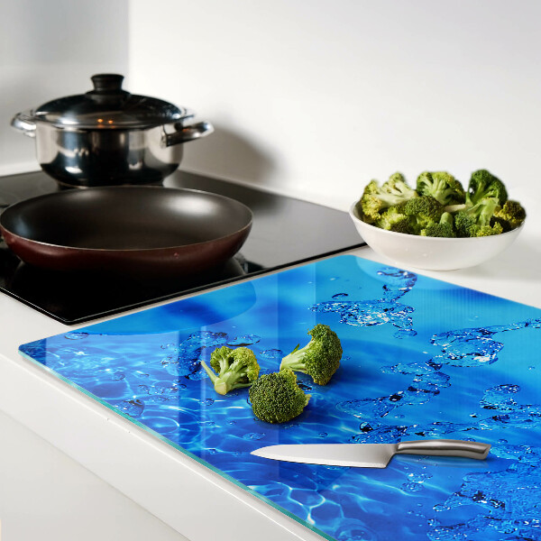 Tagliere in vetro temperato con motivo di acqua e bolle d'aria