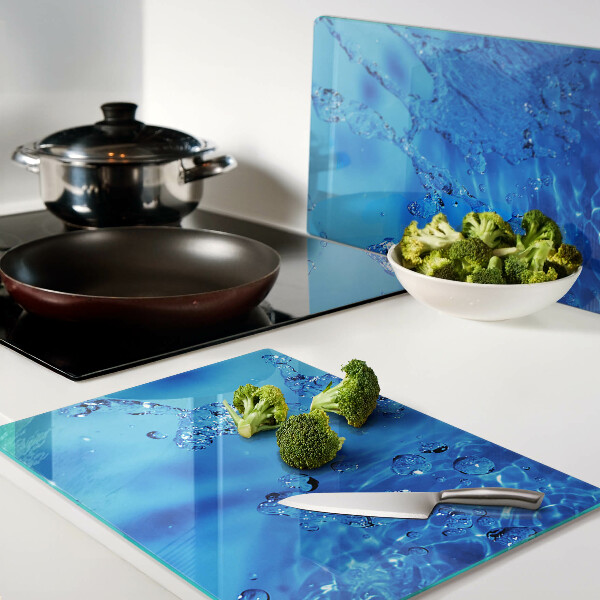 Tagliere in vetro temperato con motivo di acqua e bolle d'aria