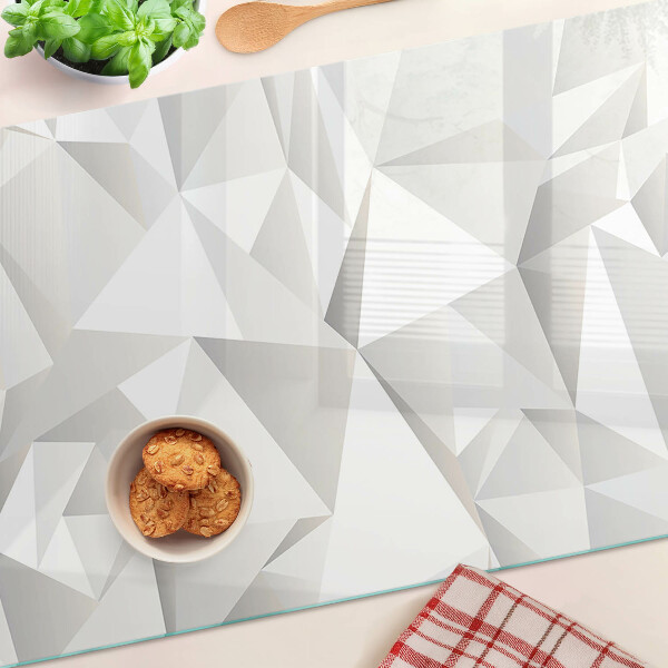 Tagliere in vetro temperato con motivo a solidi geometrici