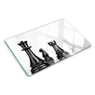 Tagliere in vetro temperato con stampa a tema scacchi raffigurante re e torre