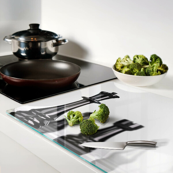 Tagliere in vetro temperato con stampa a tema scacchi raffigurante re e torre