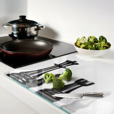 Tagliere in vetro temperato con stampa a tema scacchi raffigurante re e torre