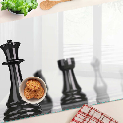 Tagliere in vetro temperato con stampa a tema scacchi raffigurante re e torre