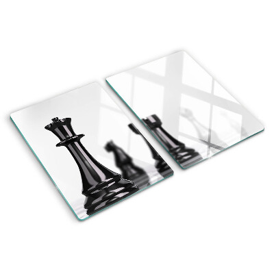 Tagliere in vetro temperato con stampa a tema scacchi raffigurante re e torre