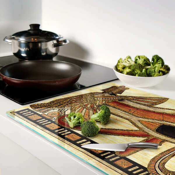 Tagliere in vetro con motivo geroglifico egizio