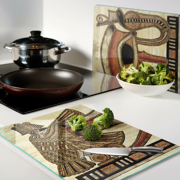 Tagliere in vetro con motivo geroglifico egizio