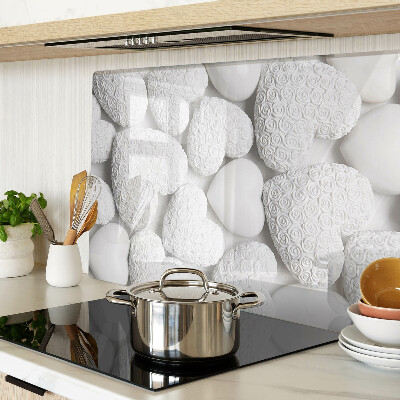 Tagliere in vetro temperato con motivo di cuori bianchi