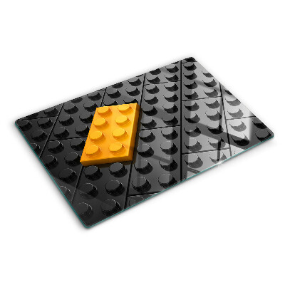 Tagliere in vetro Mattoncini LEGO su sfondo nero