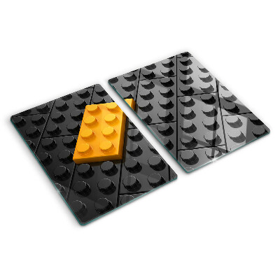 Tagliere in vetro Mattoncini LEGO su sfondo nero