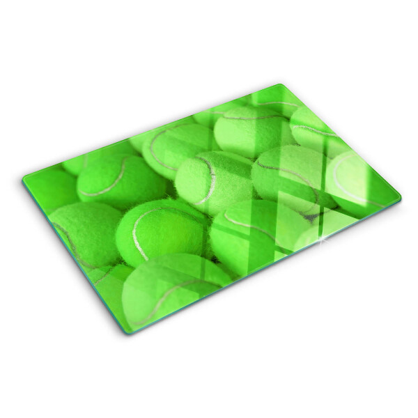 Tagliere in vetro temperato con motivo di palle da tennis su sfondo verde