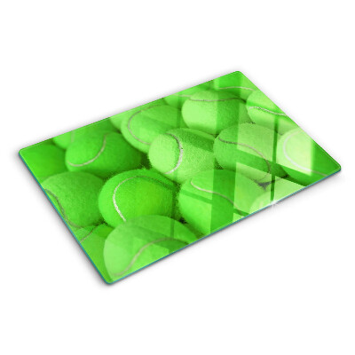 Tagliere in vetro temperato con motivo di palle da tennis su sfondo verde