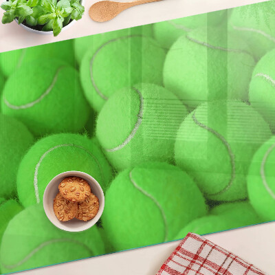 Tagliere in vetro temperato con motivo di palle da tennis su sfondo verde