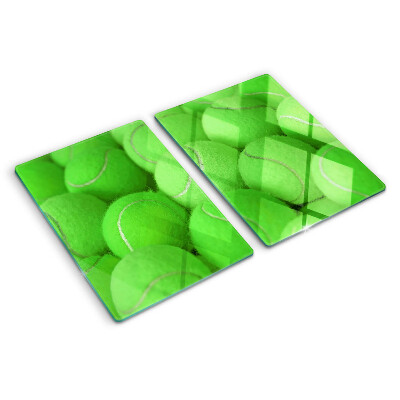 Tagliere in vetro temperato con motivo di palle da tennis su sfondo verde