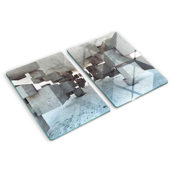 Tagliere in vetro con motivo astratto a composizione spaziale