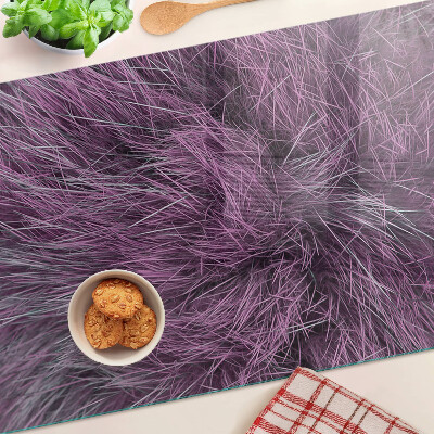 Tagliere in vetro temperato con motivo in pelliccia viola