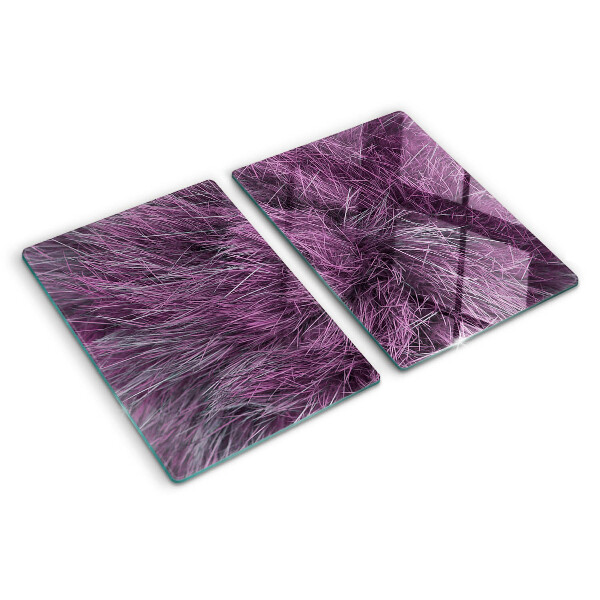 Tagliere in vetro temperato con motivo in pelliccia viola
