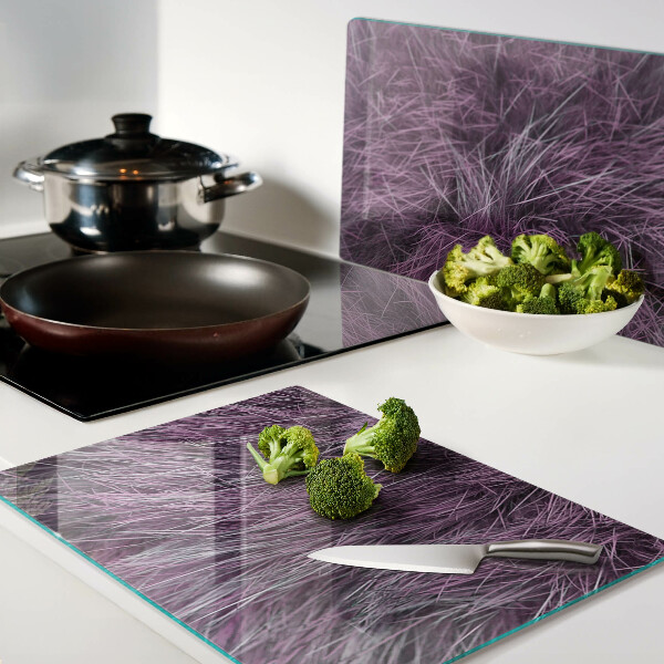 Tagliere in vetro temperato con motivo in pelliccia viola