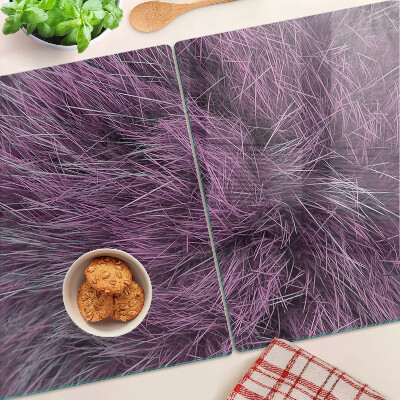 Tagliere in vetro temperato con motivo in pelliccia viola