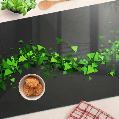 Tagliere in vetro temperato con motivo a triangoli verdi su sfondo nero