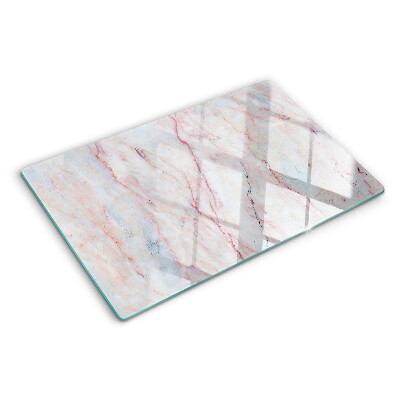 Tagliere in vetro temperato con motivo marmorizzato nei toni del rosa