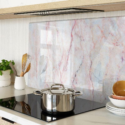 Tagliere in vetro temperato con motivo marmorizzato nei toni del rosa