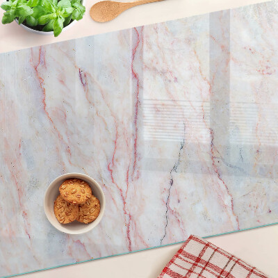 Tagliere in vetro temperato con motivo marmorizzato nei toni del rosa