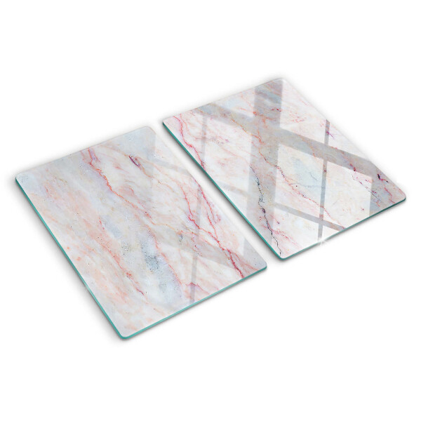 Tagliere in vetro temperato con motivo marmorizzato nei toni del rosa