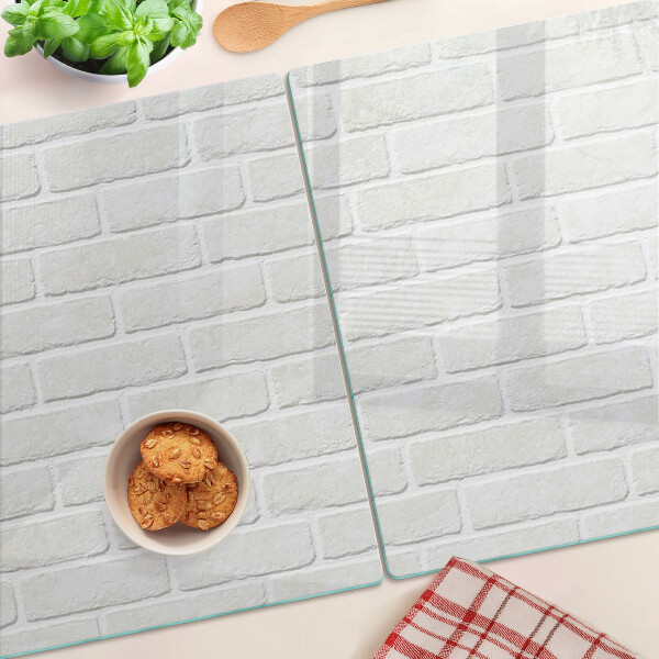 Tagliere in vetro temperato con stampa a motivo muro di mattoni