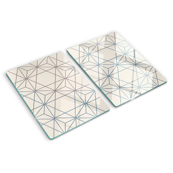 Tagliere in vetro con motivo geometrico di triangoli e linee