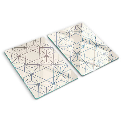 Tagliere in vetro con motivo geometrico di triangoli e linee