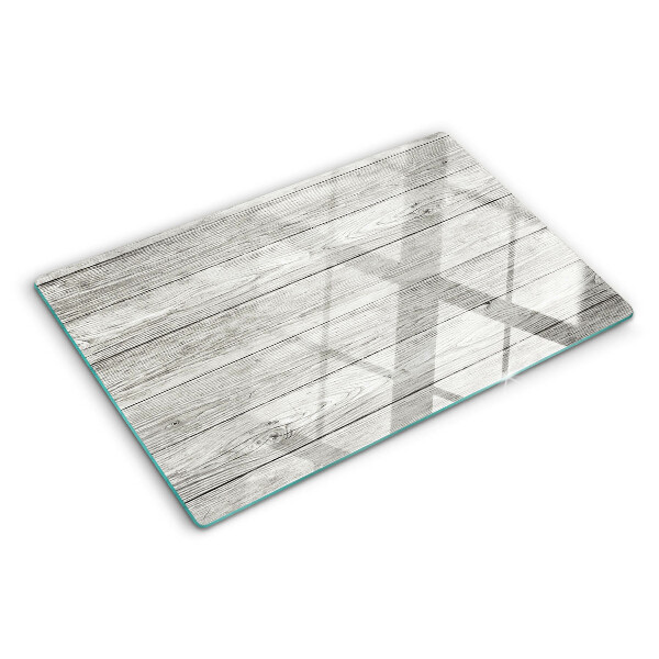 Tagliere in vetro temperato con motivo effetto tavola di legno nei toni del grigio