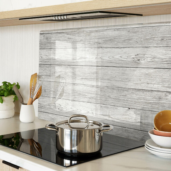 Tagliere in vetro temperato con motivo effetto tavola di legno nei toni del grigio