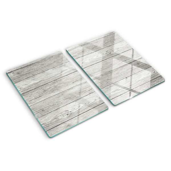 Tagliere in vetro temperato con motivo effetto tavola di legno nei toni del grigio