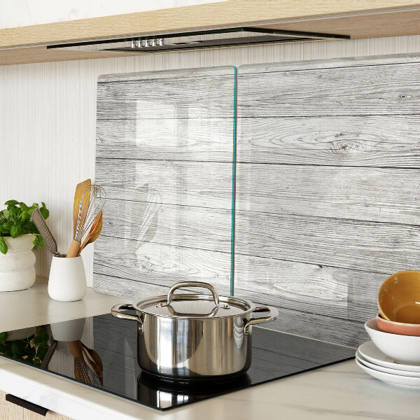 Tagliere in vetro temperato con motivo effetto tavola di legno nei toni del grigio