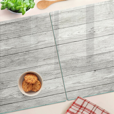 Tagliere in vetro temperato con motivo effetto tavola di legno nei toni del grigio