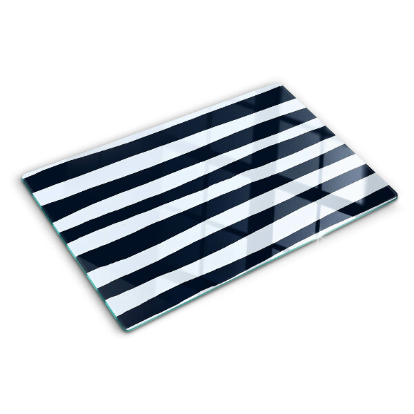 Tagliere in vetro temperato Strisce verticali in colore blu scuro e bianco