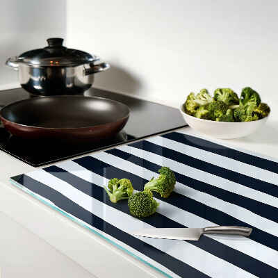 Tagliere in vetro temperato Strisce verticali in colore blu scuro e bianco