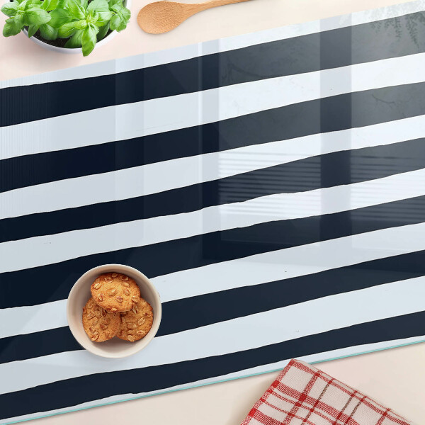 Tagliere in vetro temperato Strisce verticali in colore blu scuro e bianco