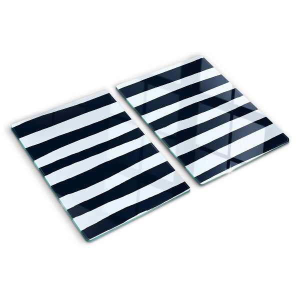 Tagliere in vetro temperato Strisce verticali in colore blu scuro e bianco