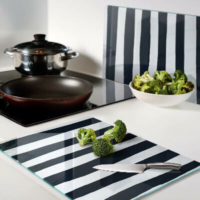 Tagliere in vetro temperato Strisce verticali in colore blu scuro e bianco