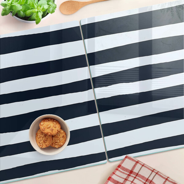 Tagliere in vetro temperato Strisce verticali in colore blu scuro e bianco