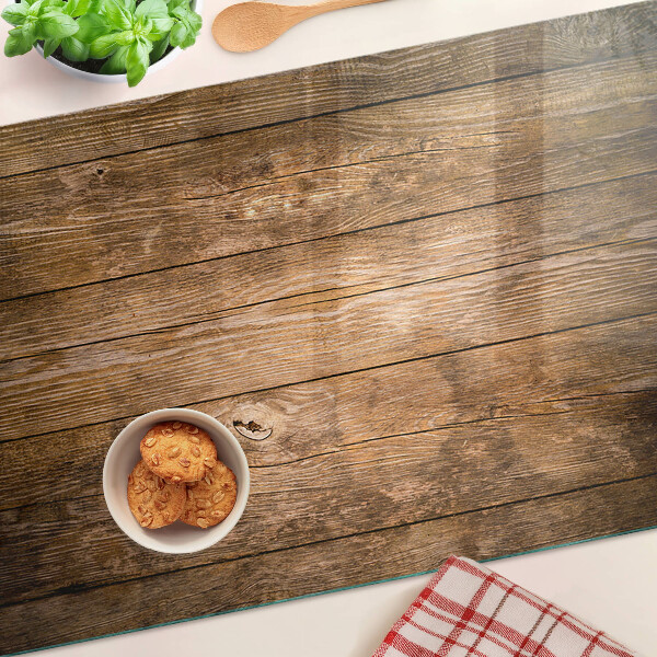Tagliere in vetro temperato con piano in legno e finestra decorativa