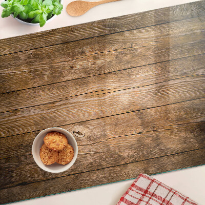 Tagliere in vetro temperato con piano in legno e finestra decorativa