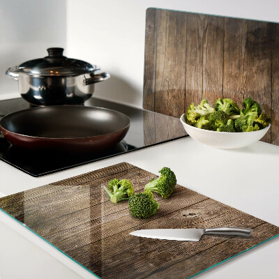 Tagliere in vetro temperato con piano in legno e finestra decorativa