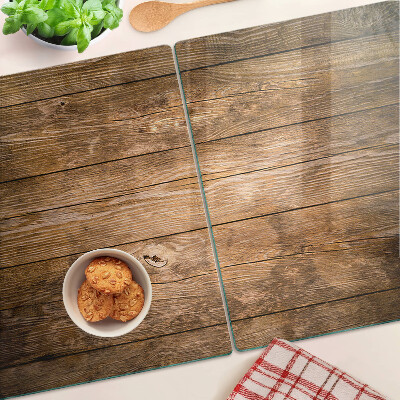 Tagliere in vetro temperato con piano in legno e finestra decorativa