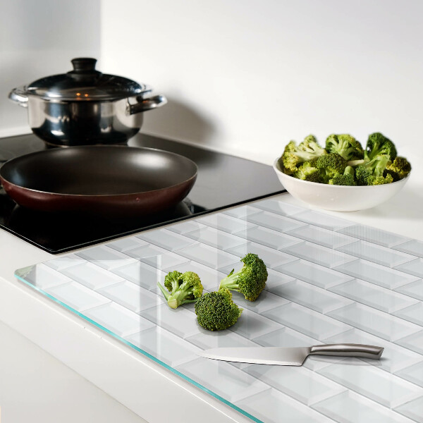 Tagliere in vetro con stampa a motivo di muro di mattoni