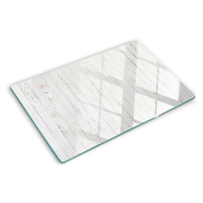 Tagliere in vetro temperato con motivo a tavole di legno bianche