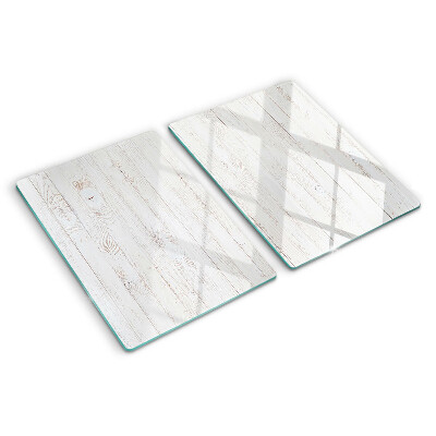 Tagliere in vetro temperato con motivo a tavole di legno bianche