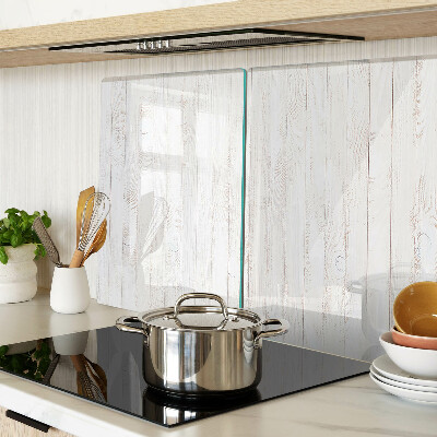 Tagliere in vetro temperato con motivo a tavole di legno bianche