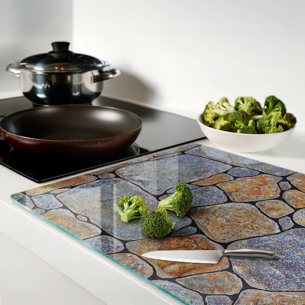 Tagliere in vetro con motivo pietra e texture superficiale